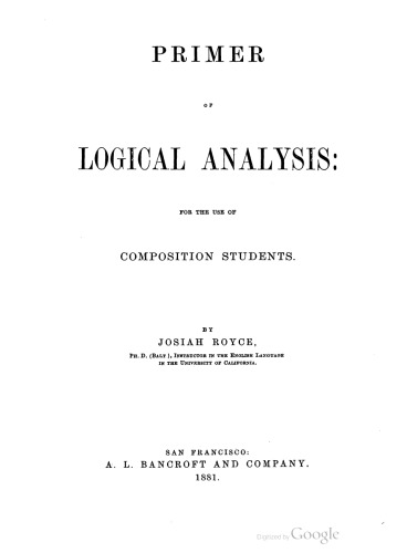 Primer of Logical Analysis