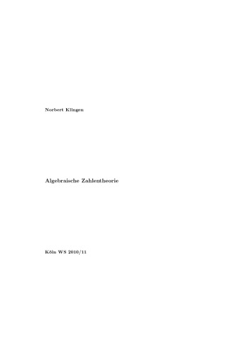 Algebraische Zahlentheorie