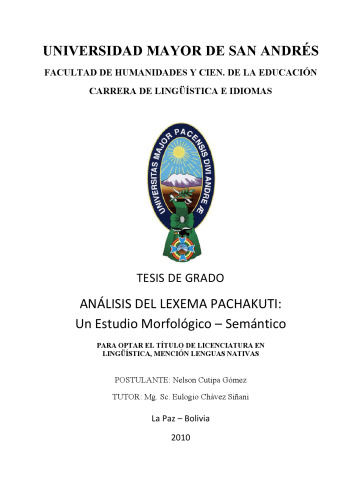 Análisis del lexema pachakuti : un estudio morfológico-semántico
