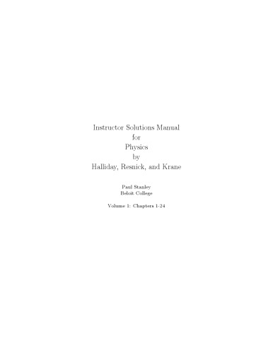 Instructor Solutions Manual for Physics Volume 1