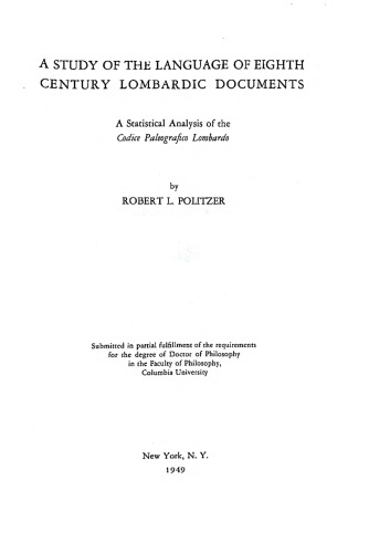 A study of the language of eighth century lombardic documents