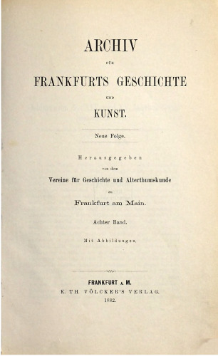 Archiv für Frankfurts Geschichte und Kunst