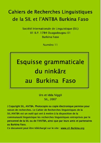 Esquisse grammaticale du ninkãrɛ au Burkina Faso