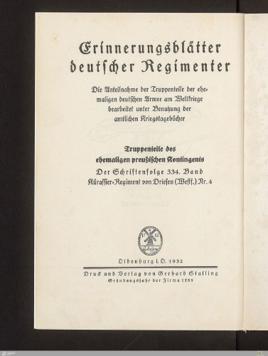 Geschichte des Kürassier-Regiments von Driesen (Westf.) Nr. 4