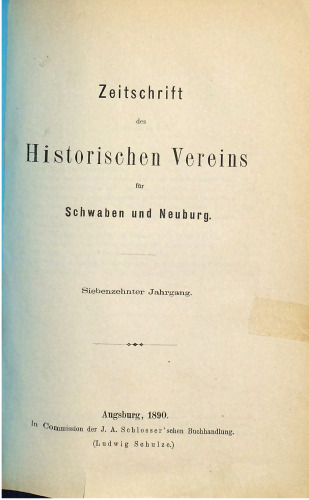 Zeitschrift des Historischen Vereins für Schwaben und Neuburg