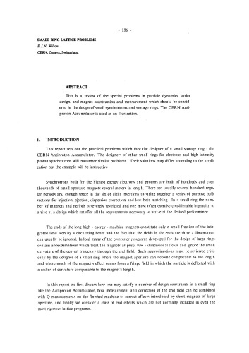 CAS-CERN - Small Ring Lattice Problems