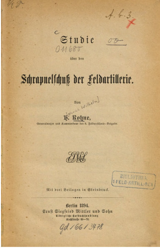 Studie über den Schrapnelschuss der Feldartillerie