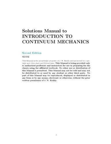 Solutions Manual to An Introduction to Continuum Mechanics