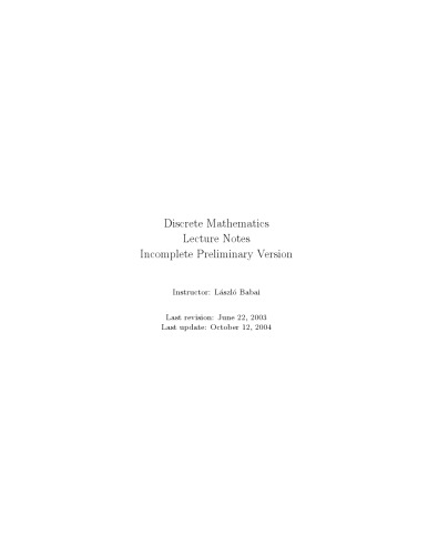 Discrete Mathematics [Lecture Notes, draft]