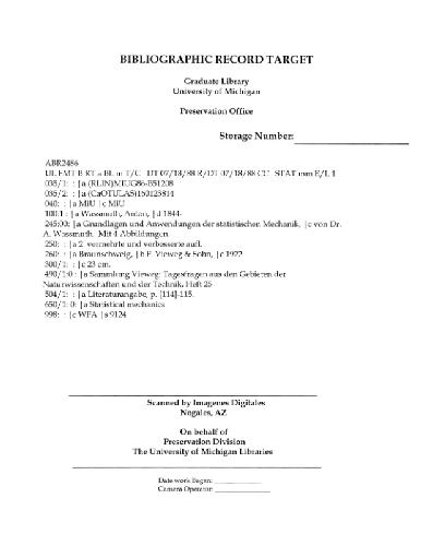 Grundlagen und Anwendungen der statistischen Mechanik