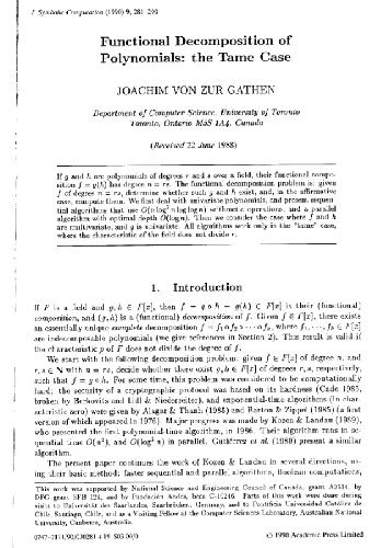 Functional decomposition of polynomials. the tame case