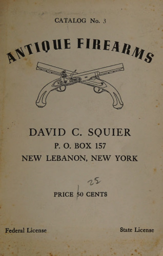 Antique Firearms Cataloge No. 3