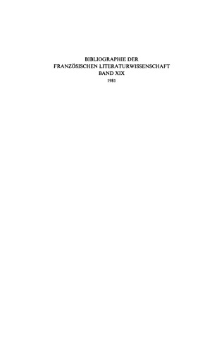Bibliographie der französischen Literaturwissenschaft = Bibliographie d’histoire littéraire française