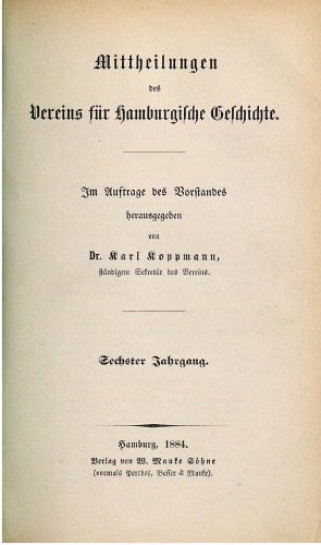 Mitteilungen des Vereins für Hamburgische Geschichte