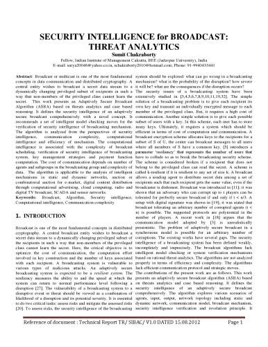 Security Intelligence for Broadcast : Threat Analytics