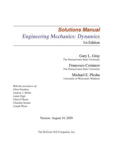 Engineering Mechanics_ Dynamics, 1st Ed Solutions Manual
