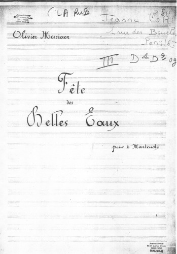 Fête des belles eaux, manuscript