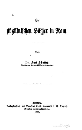 Die sibyllinischen Bücher in Rom