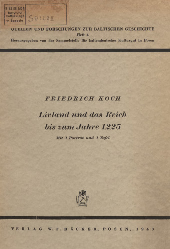 Livland und das Reich bis zum Jahre 1225