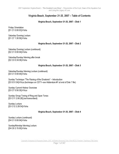 Greatest Love Story 2007 Workshop Transcript