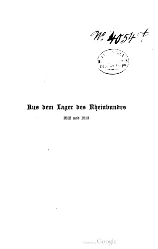 Aus dem Pager des Rheinbundes 1812 und 1813