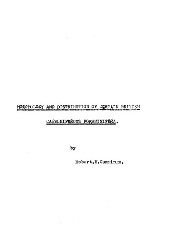 Morphology and Distribution of Certain British Carboniferous Foraminifera