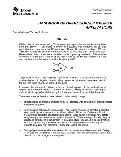Handbook of Operational Amplifier Applications