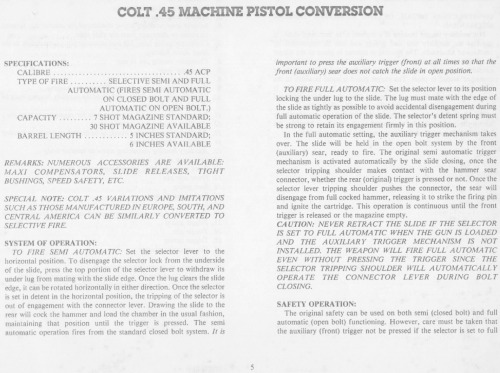 Colt .45 Machine Pistol Conversion Manual