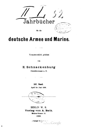 Jahrbücher für die Deutsche Armee und Marine / April bis Juni 1898
