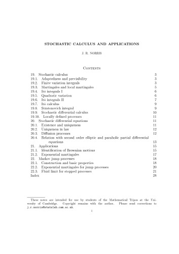 Stochastic Calculus and Applications