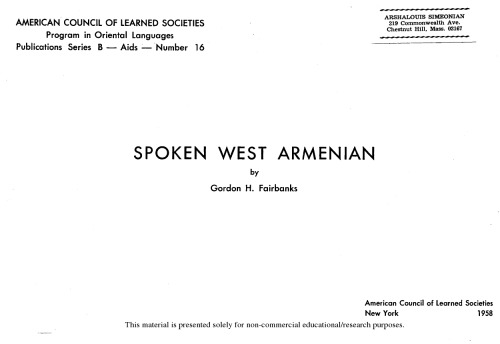 Spoken West Armenian