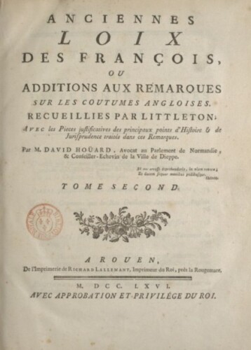 Anciennes loix des François Vol. II