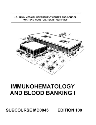 Immunohematology and Blood Banking I MD0845