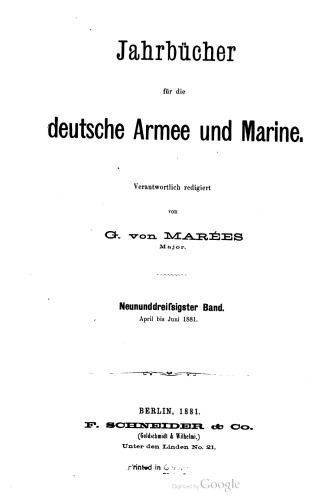 Jahrbücher für die Deutsche Armee und Marine / April bis Juni 1881