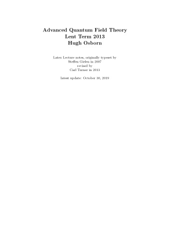 Advanced Quantum Field Theory