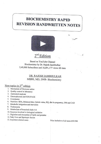BIOCHEMISTRY Rapid Revision Handwritten Notes