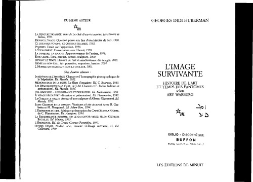 L'image survivante. Histoire de l'art et temps des fantomes selon Aby Warburg