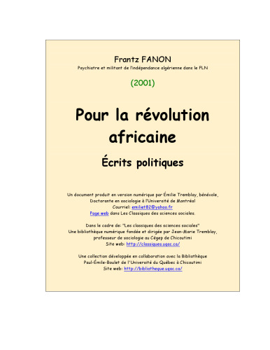 Pour la révolution africaine: Écrits politiques