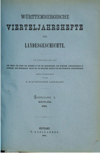 Württembergische Vierteljahreshefte für Landeskunde