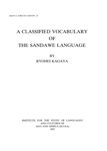 A Classified Vocabulary of the Sandawe Language.