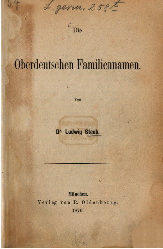 Die oberdeutschen Familiennamen