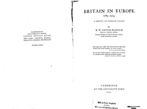 Britain in Europe, 1789-1914; A Survey of Foreign Policy