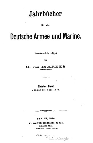 Jahrbücher für die Deutsche Armee und Marine / Januar bis Juni 1874