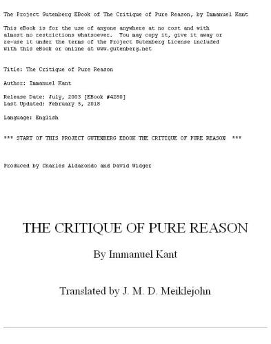 The Critique of Pure Reason
