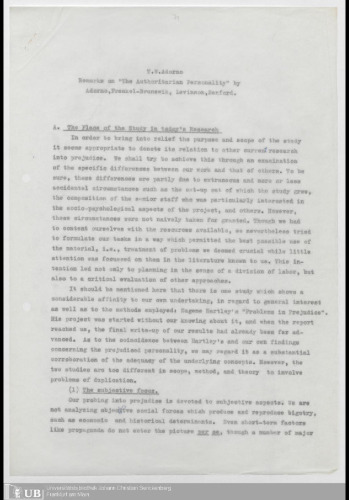 Remarks on the Authoritarian Personality