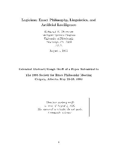 Logicism: Exact Philosophy, Linguistics and Artificial Intelligence