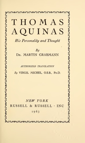 Thomas Aquinas - His Personality and Thought