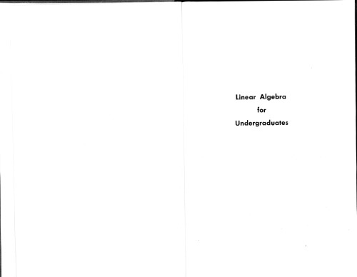 Linear Algebra for Undergraduates