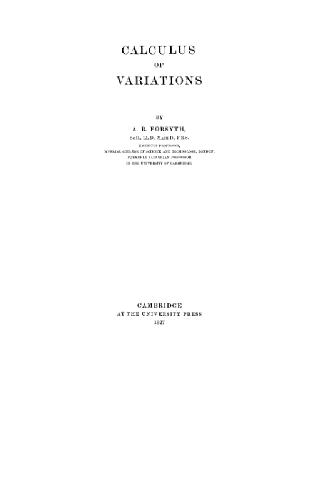 CALCULUS OF VARIATIONS