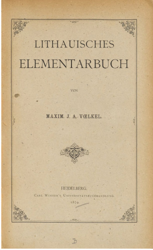 Litauisches [Lithauisches] Elementarbuch